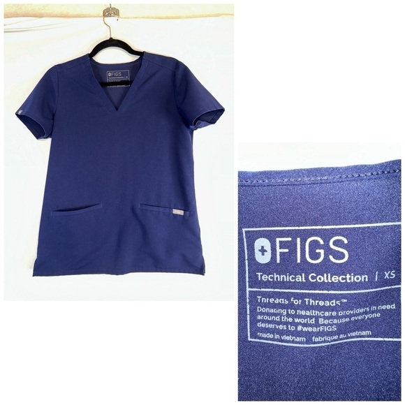 FIGS Top Casma Womens XS Blue Technical Collection Three Pocket Scrub FW1100 - Picture 8 of 12
